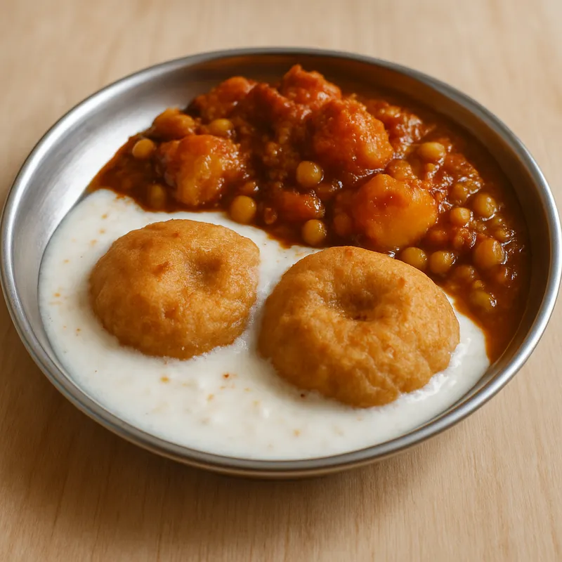 Dahi Bara Aloo Dum — 1 plate (2 bara + aloo dum)