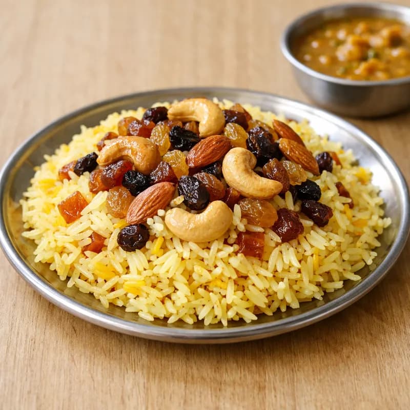 Modur Pulao (Kashmiri Sweet Saffron Rice) — 1 plate