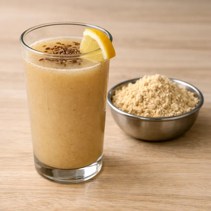 Sattu (Roasted Gram Flour) — 2 tablespoons in a glass of water
