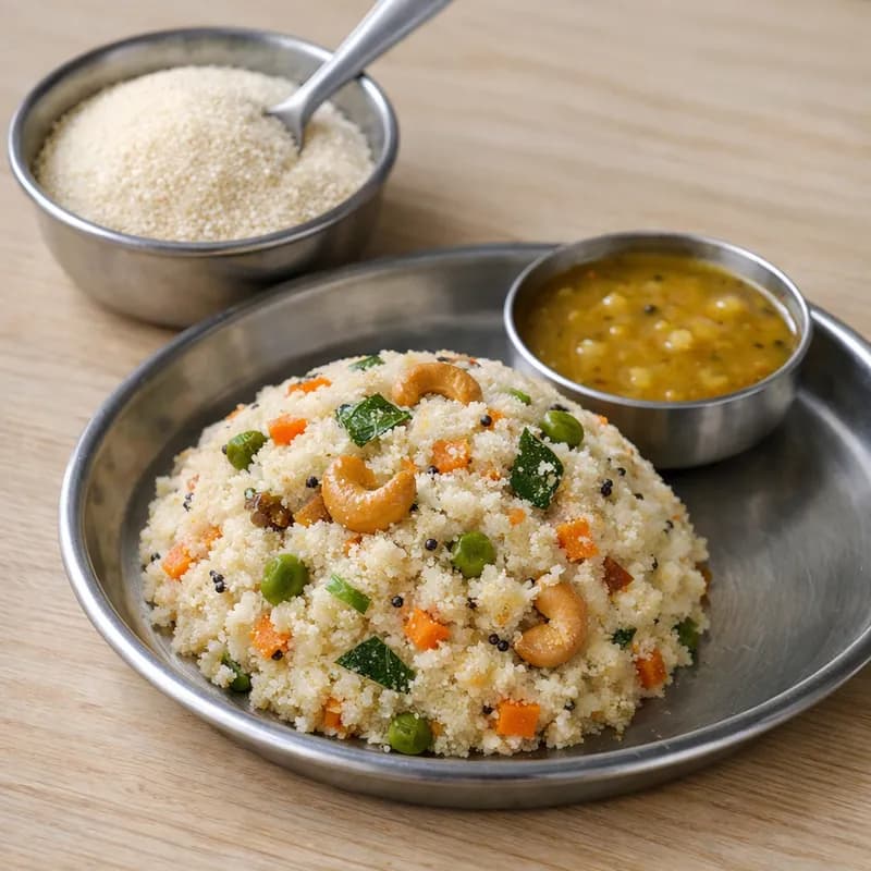 Suji (Rava / Semolina) — 40 g dry (makes 1 bowl upma)